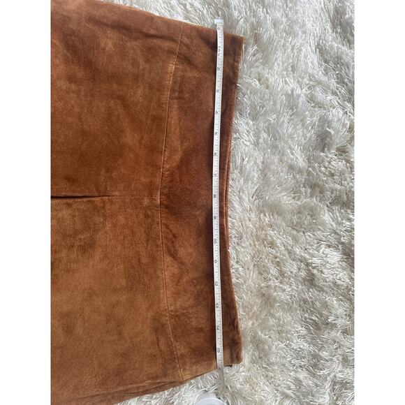 Vintage INC Suede A-Line Skirt Camel/Cognac – Size 10, Front Pleat - Picture 5 of 7